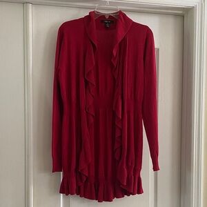 Style & Co. Red Ruffled Cardigan
